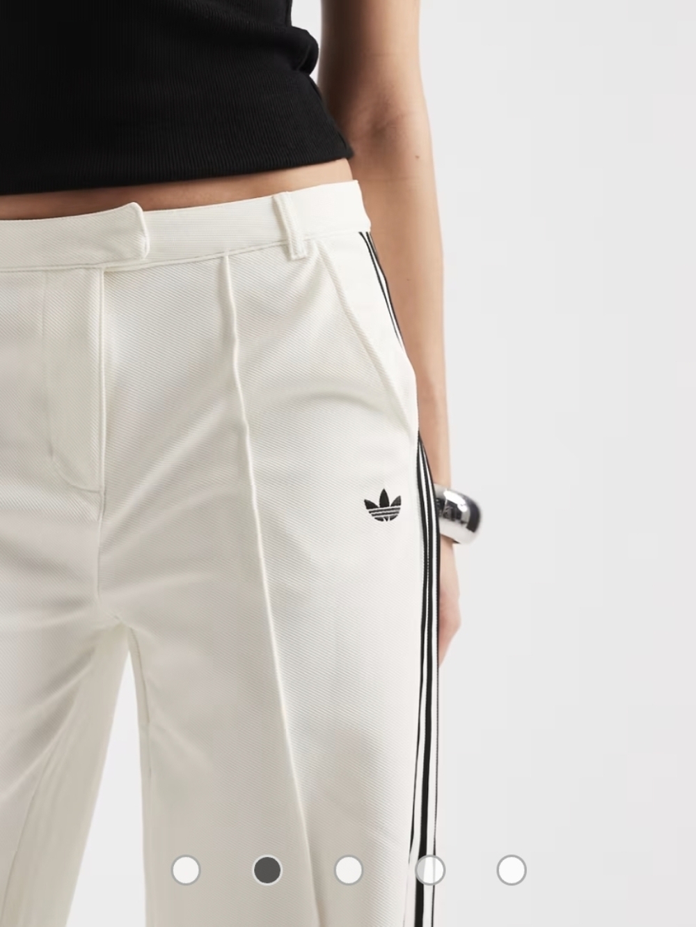 Adidas X ASOS collab Women’s Cream Track Pants with Black Side Stripes
